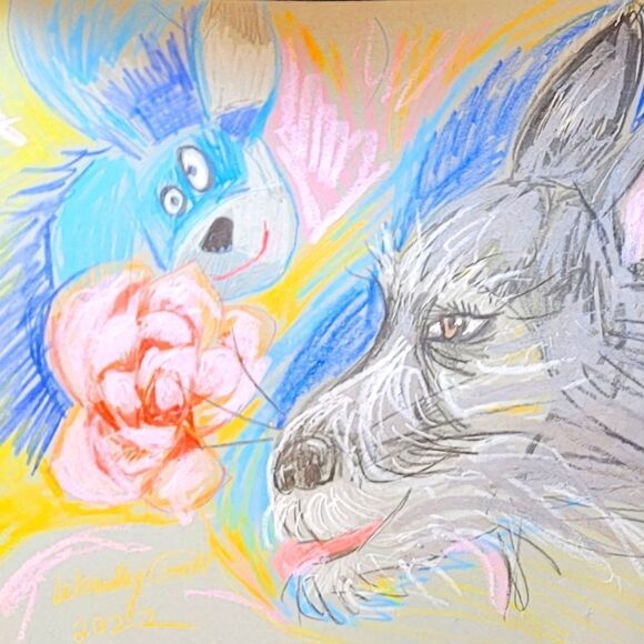 Wendy Gell Artwork Drawing Luckys dreaming of his Toys.
